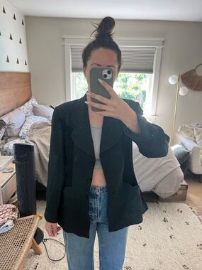 Vintage Black Button-Front Blazer Jacket